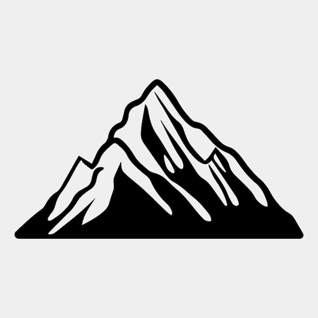 Mountain silhouette vector icon Rocky peaks Mountains ranges Black and white mountain icon