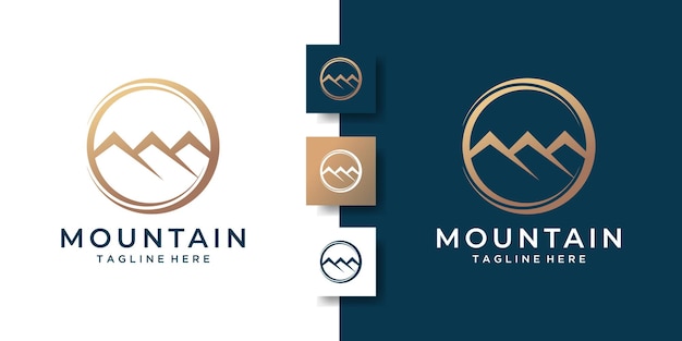 Logo semplice di montagna con il concetto creativo del cerchio