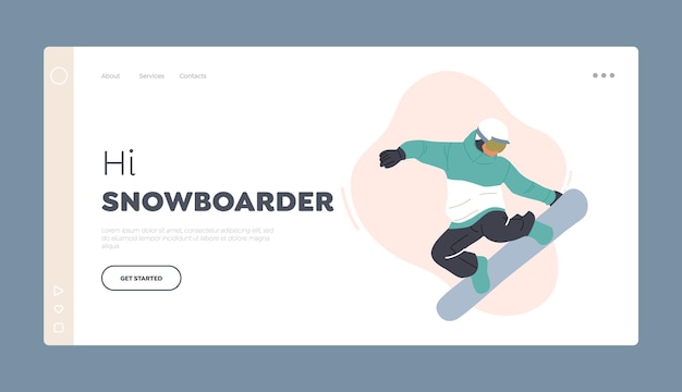 Mountain ski resort snowboarding recreation landing page\
template winter extreme sports activity and sport