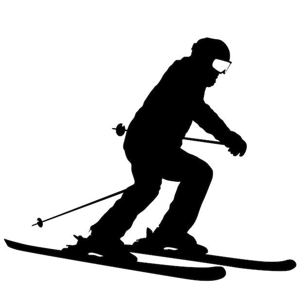 Mountain skier speeding down slope sport silhouette