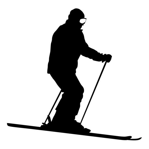 Mountain skier speeding down slope Vector sport silhouette