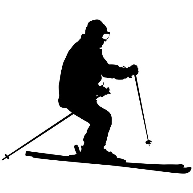 Mountain skier speeding down slope Vector sport silhouette