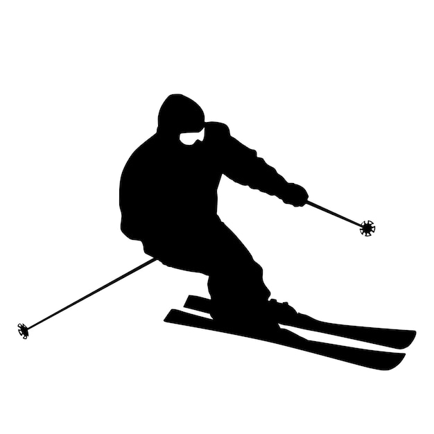 Vector mountain skier speeding down slope vector sport silhouette