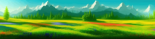 Vector mountain summer landscape vector illustration cartoon mountainous natural simple scenery background