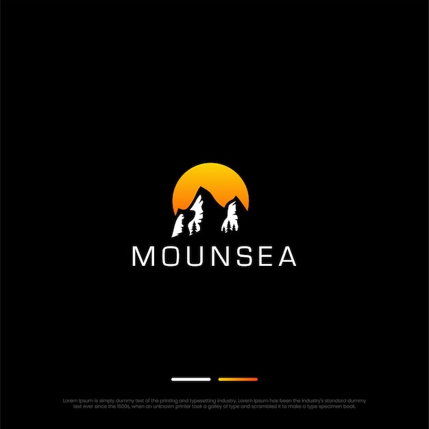 Vettore progettazione del logo mountain sun