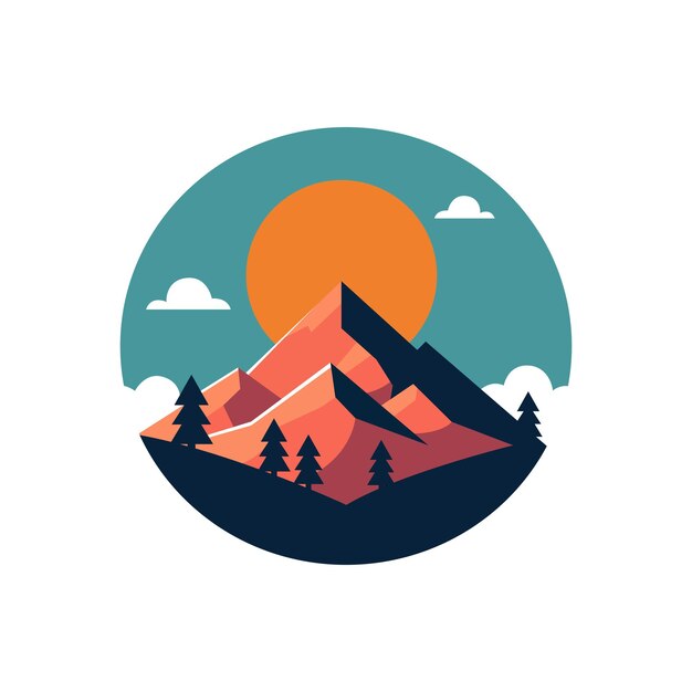 Vector mountain sunset 1