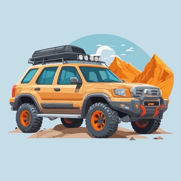 Mountain SUV cartoon vector