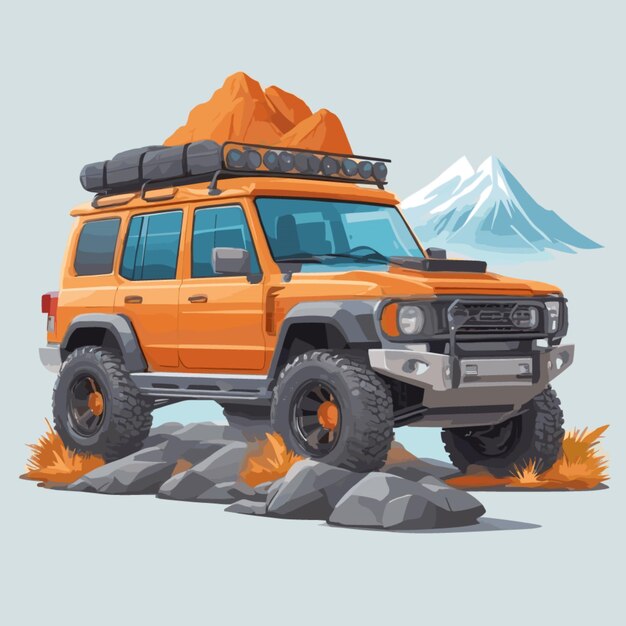 Vector mountain suv cartoon vector