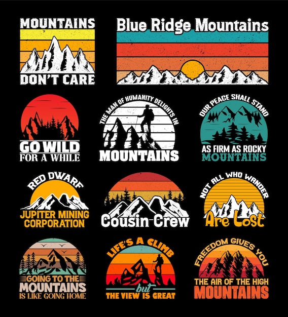 Футболка Mountain Design Bundle Hiking Camping T shirt Цитаты о путешествиях Adventure Vintage