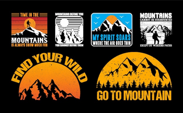 Mountain T shirt Design Bundle Hiking Camping T shirt Quotes about Traveling Adventure Vintage