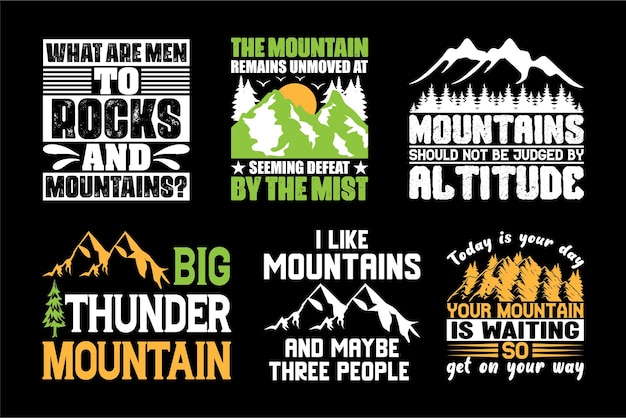 Mountain t shirt design bundle escursionismo camping t shirt citazioni sull'avventura in viaggio
