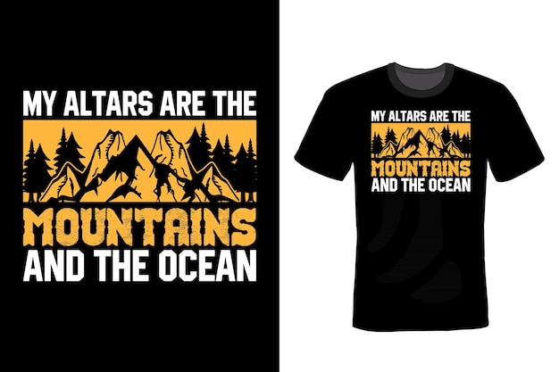 Mountain t-shirt design, tipografia, vintage