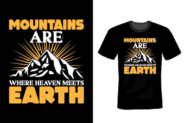 Mountain t-shirt design, tipografia, vintage