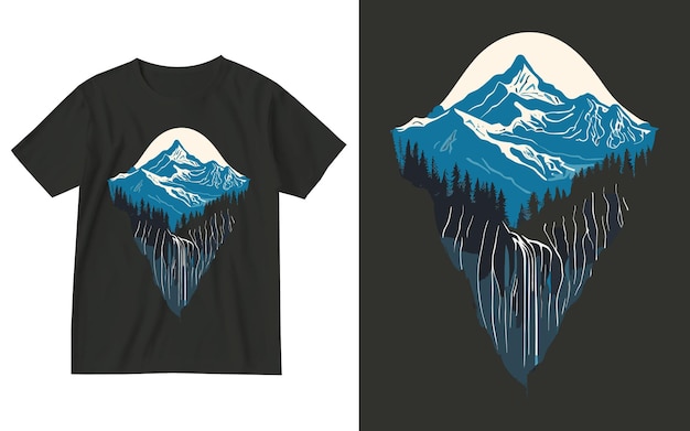 Дизайн футболки в горахИллюстрация горыГораДизайн футболки для пешего туризмаДизайн футболки в горах