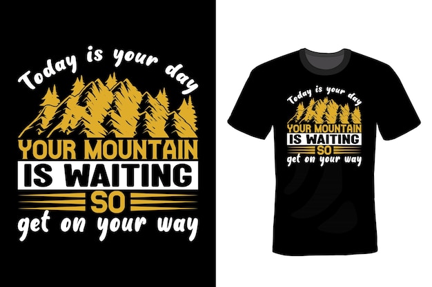 Mountain T-shirtontwerp, typografie, vintage