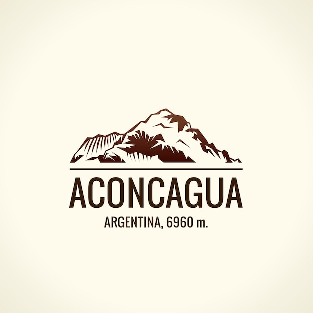 Горный туристический векторный логотип эмблема приключения на гору самые высокие горы в мире аконкагуа