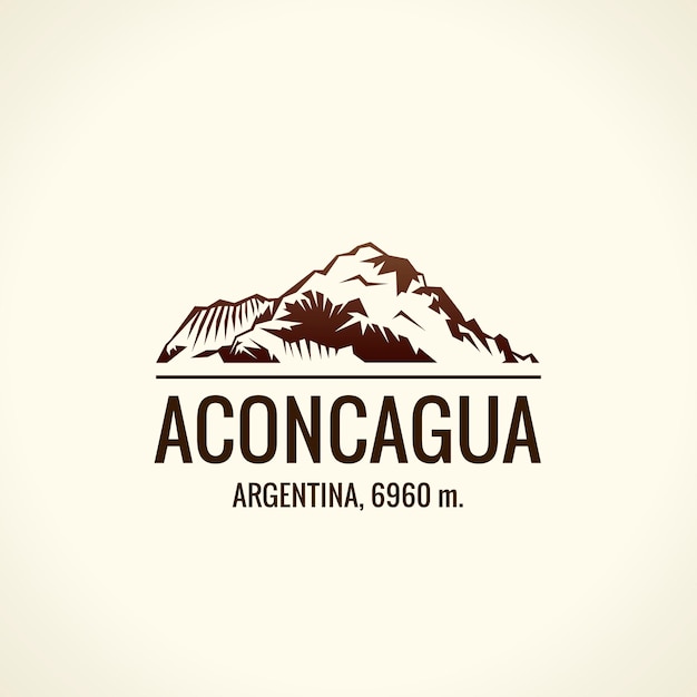 Mountain tourist vector logo Emblem Mount adventures Highest mountains in world Aconcagua