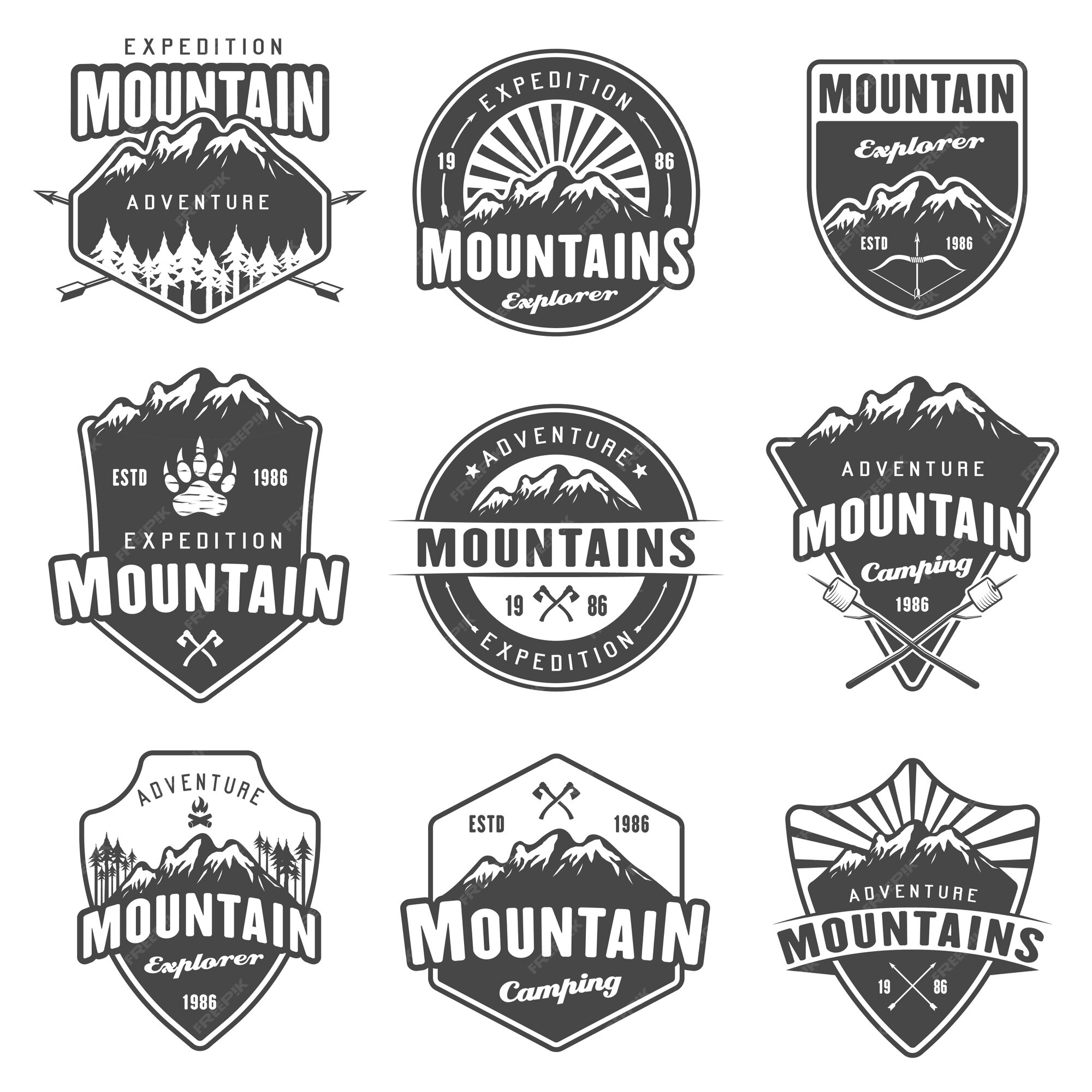 Premium Vector | Mountain travel, outdoor adventure, camping and hiking ...