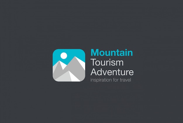 Modello di logo di turismo di viaggio in montagna