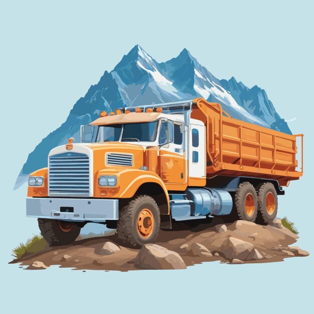 Mountain truck cartoon vector