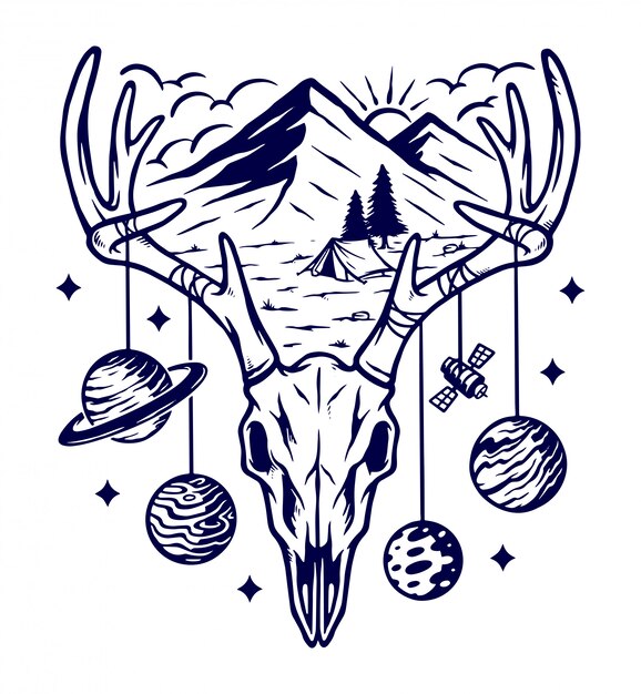 Mountain and universe illustration