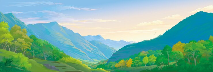 Vector 산악 계곡 풍경