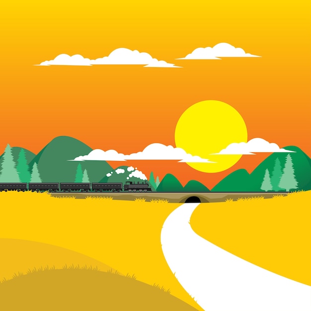 Vector mountain vector illustration nature landscape