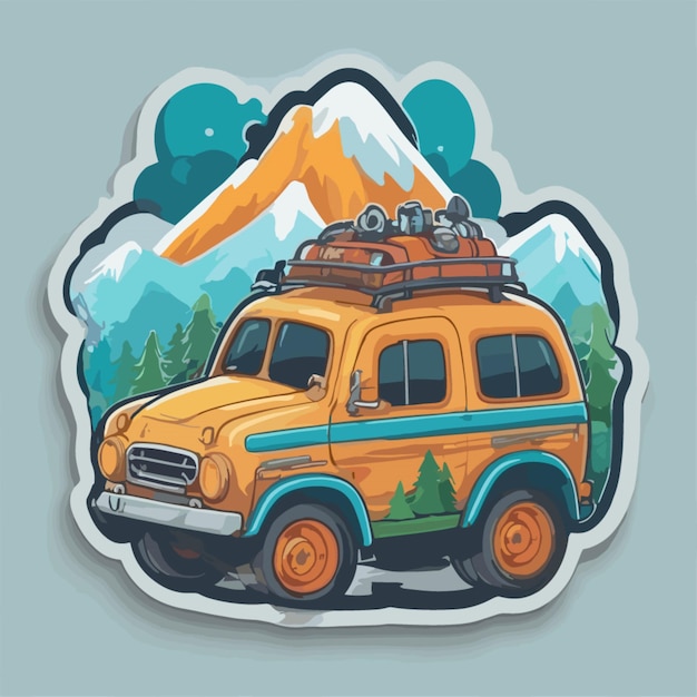 Vector mountain vehicle cartoon vector