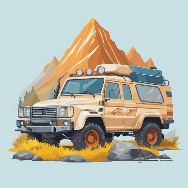 Mountain vehicle cartoon vector