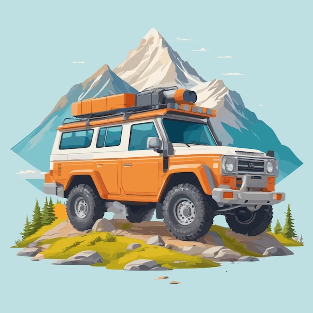 Vector mountain vehicle cartoon vector