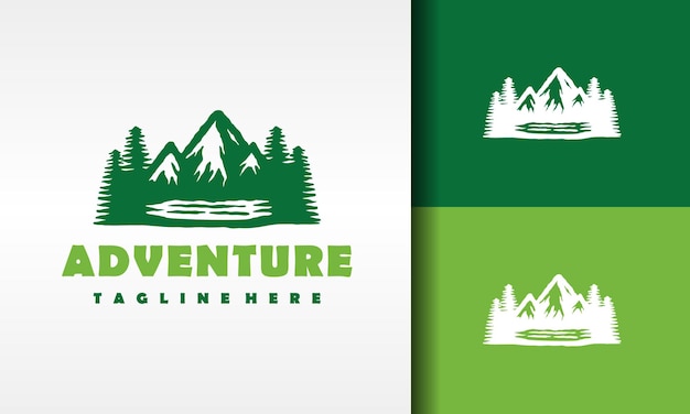 зеленый логотип с видом на горы
