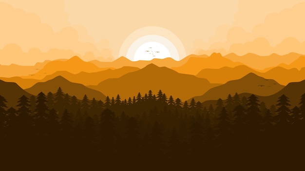 Vector mountain view illustration landscape background