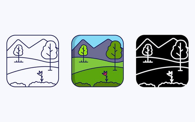 Mountain view landscape illustration icon