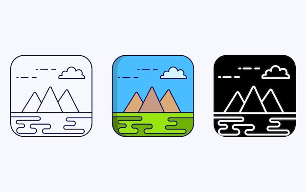 Mountain view landscape illustration icon