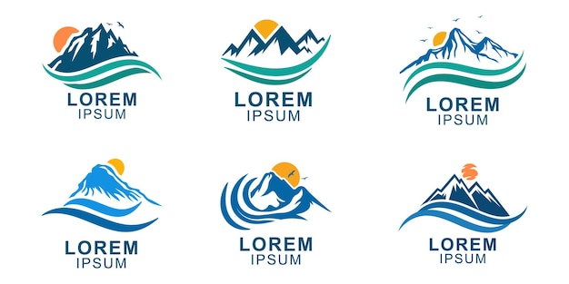 mountain and water modern business logo collection