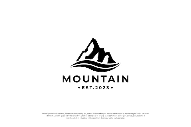 山の波のロゴのデザイン テンプレート
