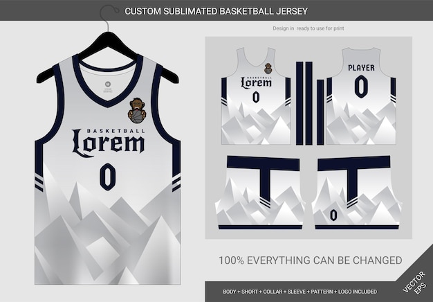 basketball jersey pattern design template. dark blue abstract