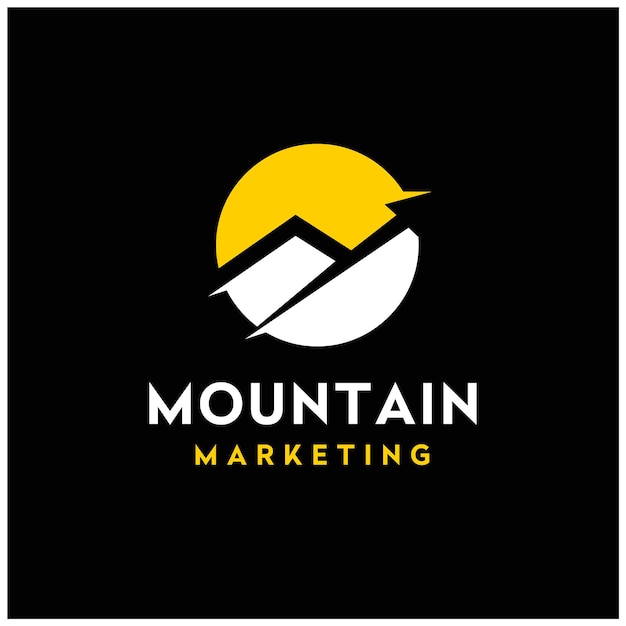 Vector mountain with arrow and statistic diagram chart for marketing growth infographic business logo