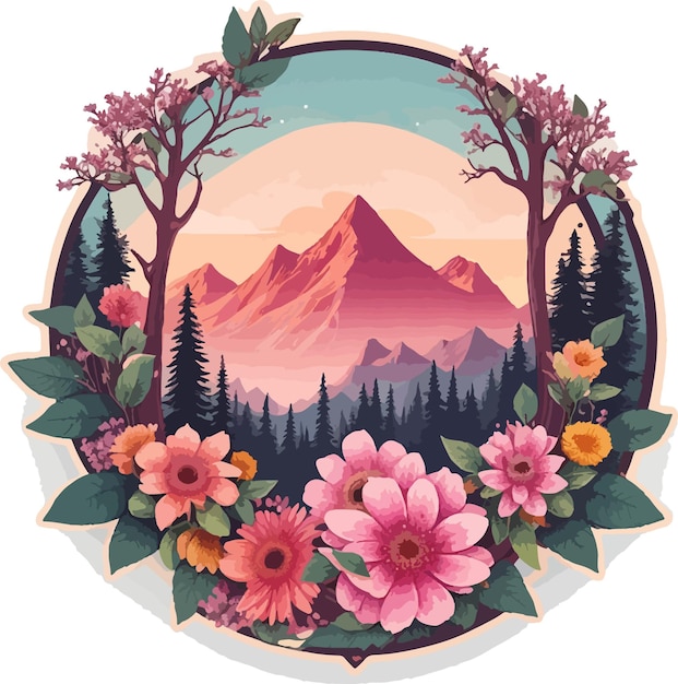 Mountain with Flower Logo