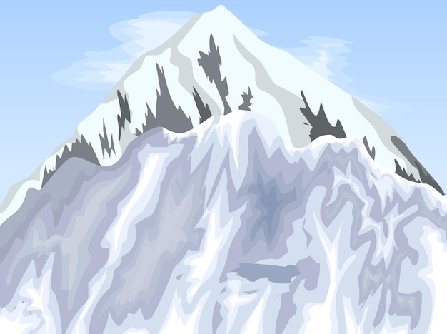 Vector mountain with snow in top vector illustration