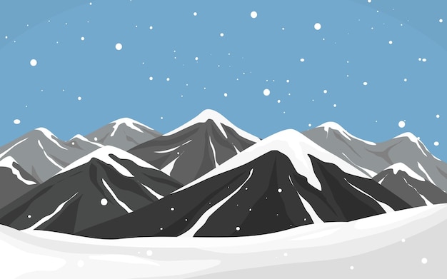 Vector mountain with snowdrops best for winter background