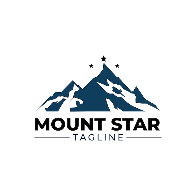 Mountain With Star On The Peak Logo Design template