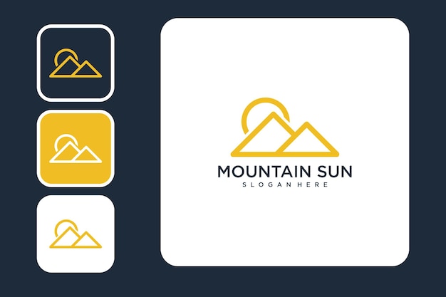Montagna con disegno del logo del sole