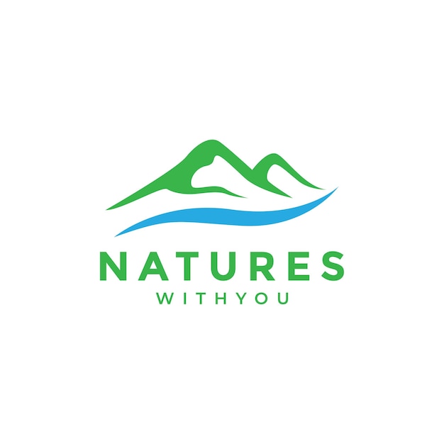 Mountain with water modern logo design