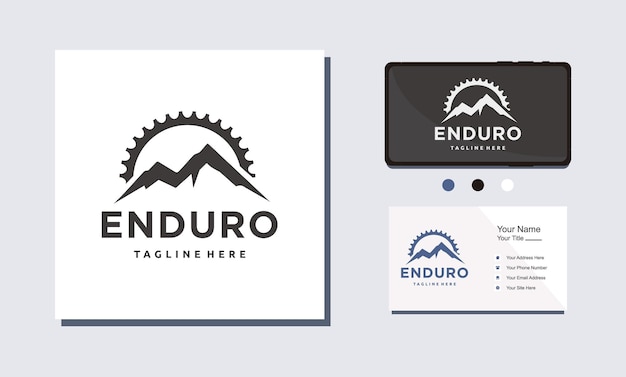 Mountainbike cyclus enduro logo ontwerp versnellingsketting combinatie