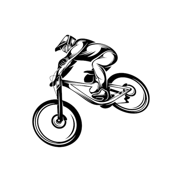 Mountainbike downhill logo vector illustratie downhill spelers silhouet ontwerp