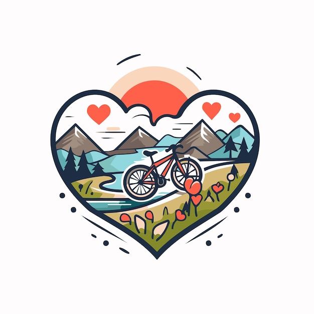 Mountainbike in de vorm van een hart Vector illustratie