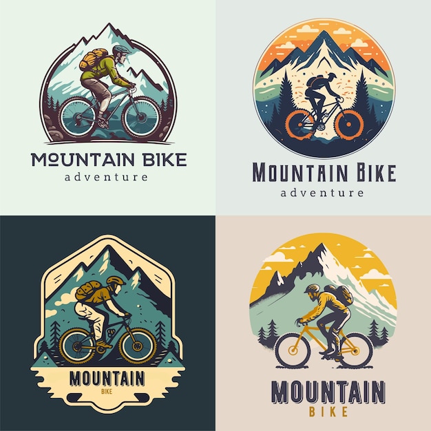 Mountainbike logo set collectie Fiets downhill vintage logo label badge