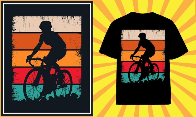 Mountainbike retro vintage fiets t-shirt design premium vector