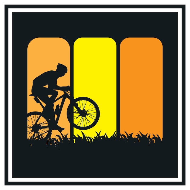 Mountainbike retro vintage landschapsontwerp premium vector